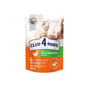   CLUB 4 PAWS Teljes értékű, szaftos állateledel kölyök macskáknak, csirkehús szószban