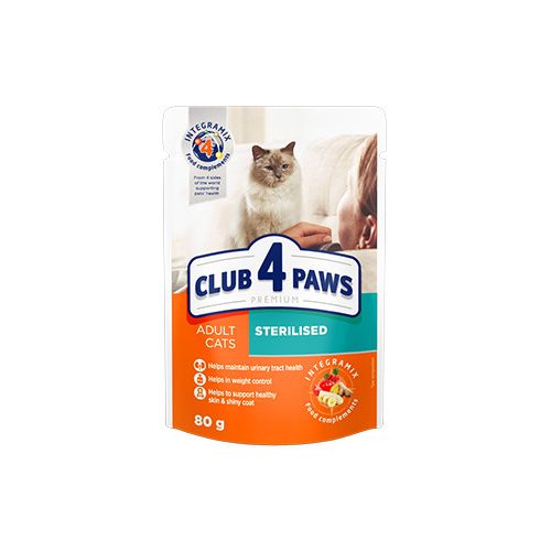 CLUB 4 PAWS szaftos csirkeshúsos állateledel ivartalanított macskáknak