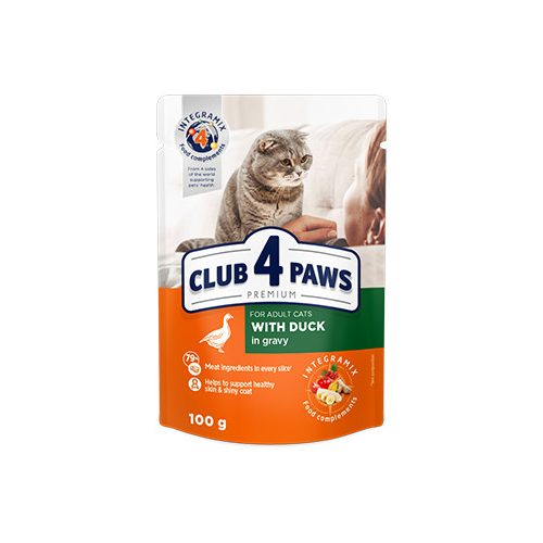 CLUB 4 PAWS -kacsa szószos állateledel felnőtt macskáknak 100g