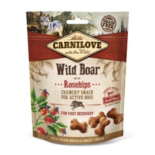   CARNILOVE DOG CRUNCHY SNACK WILD BOAR & ROSEHIPS- VADDISZNÓ HÚSSAL ÉS CSIPKEBOGYÓVAL 200G