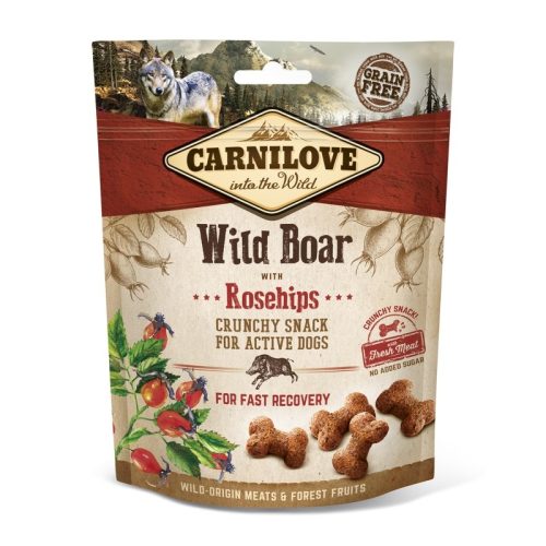 CARNILOVE DOG CRUNCHY SNACK WILD BOAR & ROSEHIPS- VADDISZNÓ HÚSSAL ÉS CSIPKEBOGYÓVAL 200G