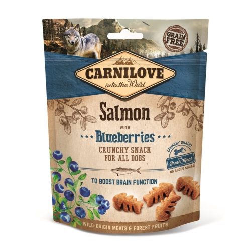 CARNILOVE DOG CRUNCHY SNACK SALMON & BLUEBERRIES- LAZAC HÚSSAL ÉS ÁFONYÁVAL 200G