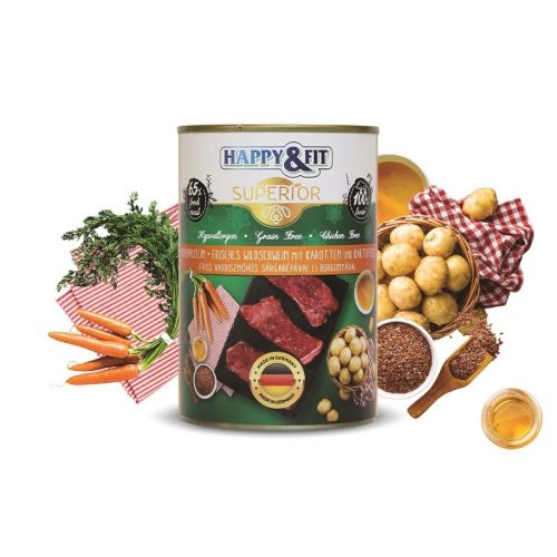 HAPPY&FIT SUPERIOR DOG KONZERV FRISS VADDISZNÓHÚS S.RÉPÁVAL, BURGONYÁVAL 400G